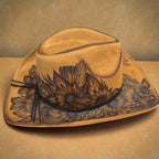 She's a Sunflower- Burned Cowboy Hat