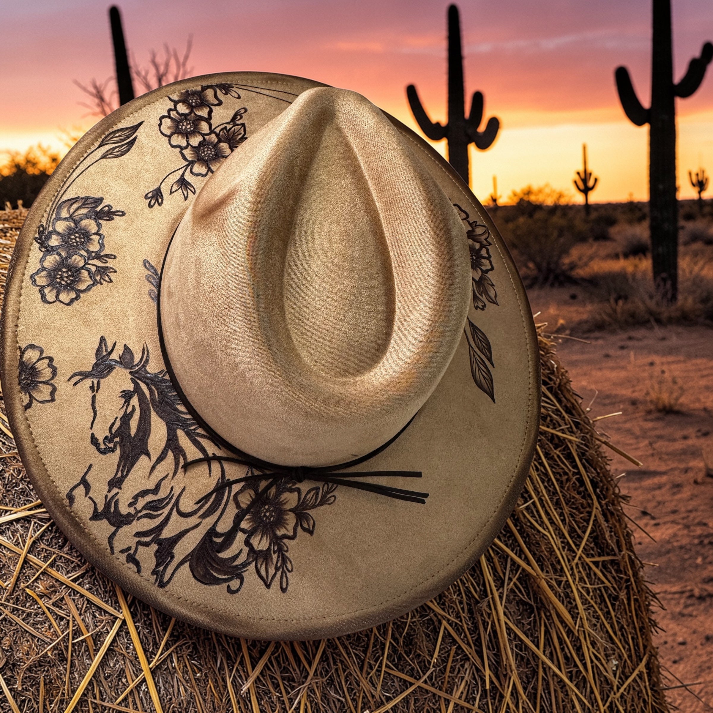Wild Wrangler - Burned Wide Brim Fedora