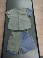 Sage Green Two-Piece Boys Linen Summer Set – Loungewear for Kids