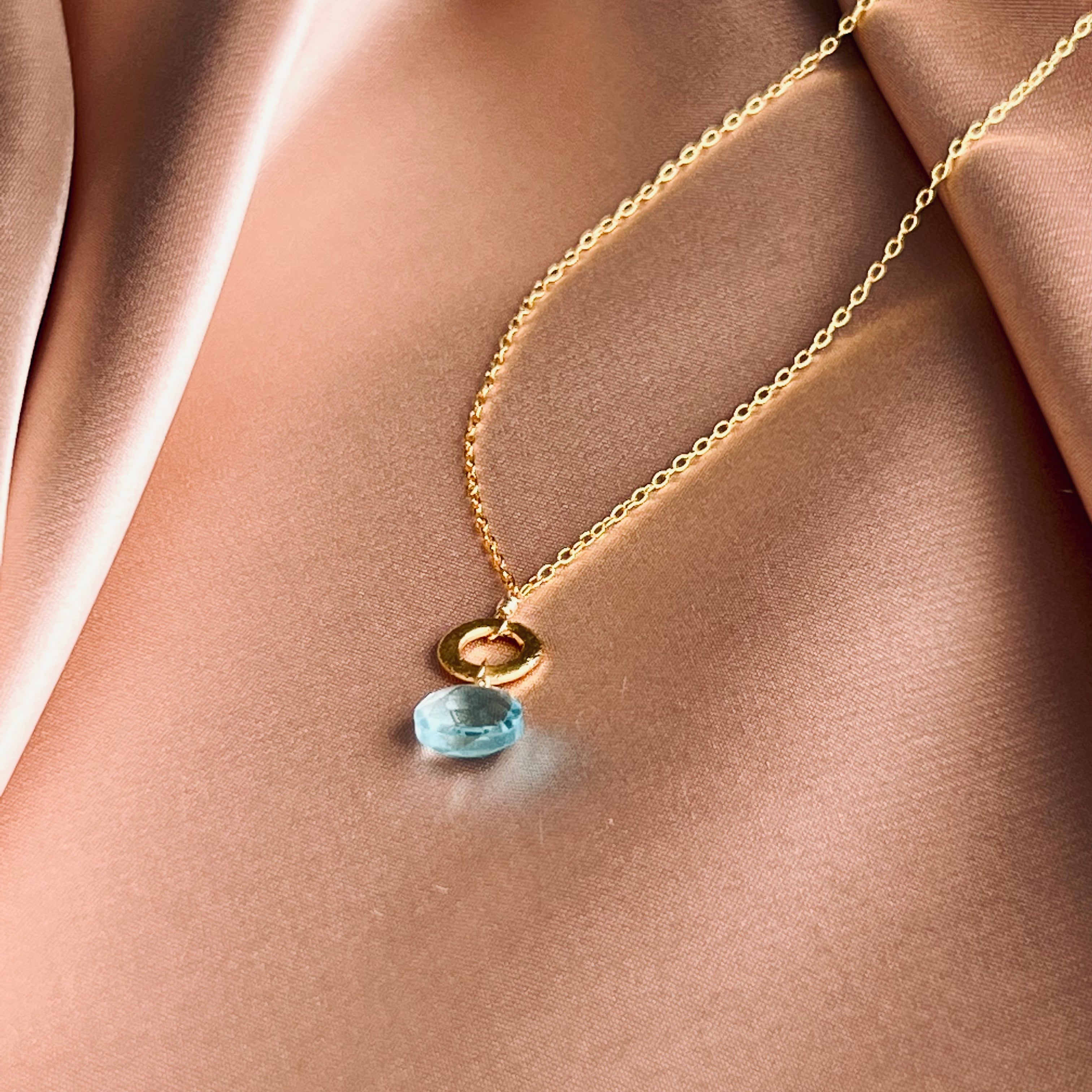 Aquamarine Quartz Mini Layering Necklace