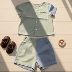 Sage Green Two-Piece Boys Linen Summer Set – Loungewear for Kids