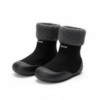 Toddler Sock Shoes with Rubber Soles | Fleece Winter Barefoot Shoes