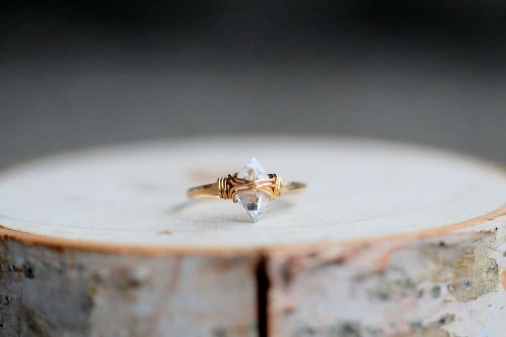 Herkimer Diamond Caged Ring