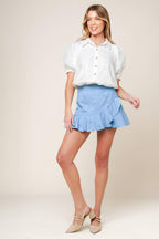 MOMENT OF CLARITY LIGHT INDIGO WOVEN SKORT