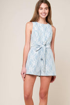 MOMENT MAKER DENIM BLUE WOVEN ROMPER