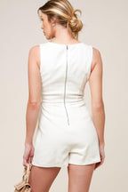 OPEN MINDED DENIM WOVEN SKORT ROMPER