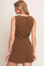 BROWN CODE CORDUROY ROMPER