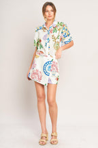 SUMMER PORCELAIN WOVEN SKORT