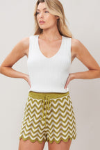 SUNSET STITCH CROCHET KNIT SHORTS
