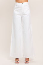 WHITE EASE WOVEN WIDE PANTS