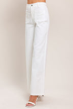 WHITE EASE WOVEN WIDE PANTS