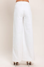 WHITE EASE WOVEN WIDE PANTS