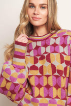 CHEER YOU ON JACQUARD SWEATER TOP