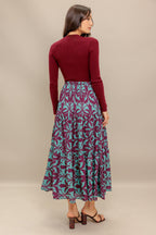 SANGRIA BLOOM WOVEN MIDI DRESS