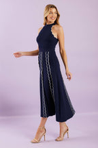 TIME FOR CHEER NAVY SWEATER MIDI DRESS