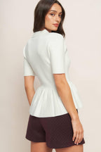 SWEET SERENADE CREAM WOVEN TOP