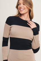 MODERN ATTITUDE STRIIP SWEATER MIDI DRESS