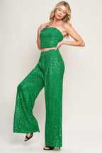 CHARMING COMPOSURE SEQUIN TOP AND BOTTOM SET