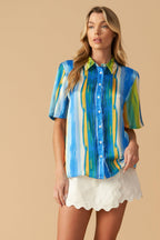 TAKE ME DANCING WOVEN SATIN TOP