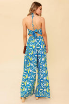 STUN LIKE ME NAVY WOVEN TOP AND PANT SET