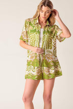 DISTANT ECHOES GREEN WOVEN SHIRT