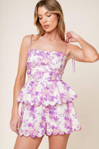 DARING DIVA LAVENDER WOVEN TOP AND SHORTS SET