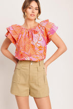 EVENING GLOW PINK WOVEN TOP