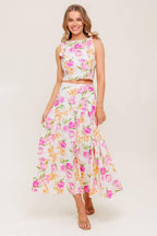 BOTANICAL BLISS WOVEN TOP AND SKIRT SET