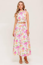 BOTANICAL BLISS WOVEN TOP AND SKIRT SET