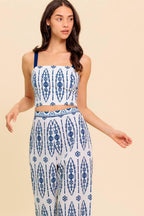 MODERN APPROACH NAVY WOVEN TOP AND PANT SET
