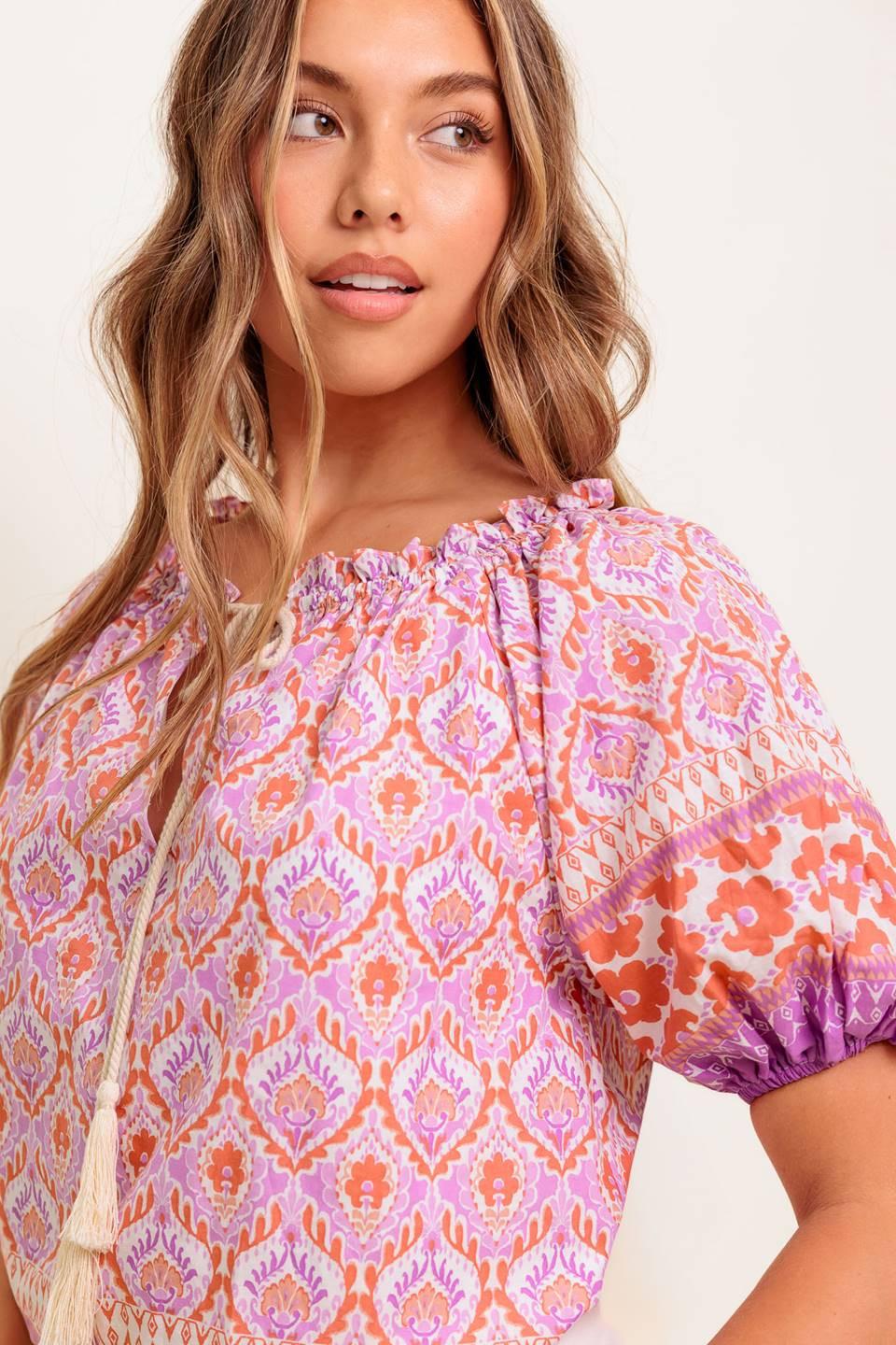 WHISPERING LAVENDER WOVEN TOP