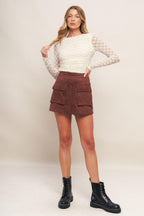 MODERN FUNCTION STRETCH KNIT LACE TOP