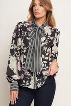 GARDEN GLAM BLACK WOVEN TOP