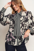 GARDEN GLAM BLACK WOVEN TOP