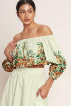 ISLAND TIME ONLY WOVEN CROP TOP
