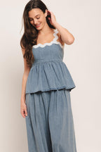 RELAXED DRAPE LIGHTWEIGHT DENIM TOP