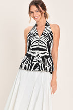 MINIMAL ELEGANCE WOVEN HALTER TOP