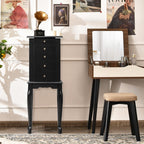2 Colors Armoire Storage Standing Jewelry Cabinet with Mirror-Black - Color: Black
