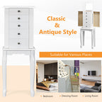 2 Colors Armoire Storage Standing Jewelry Cabinet with Mirror-White - Color: White