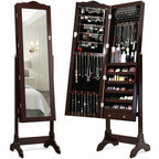 14 LED Jewelry Armoire Cabinet with Full Length Mirror and 4 Tilting Angles-White
