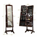 14 LED Jewelry Armoire Cabinet with Full Length Mirror and 4 Tilting Angles-White