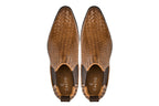 CALTO - K30522 - 3.3 Inches Taller (Brown) - Woven Chelsea High-Top Slip-On Ankle Boots