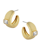 Emerald CZ Chunky Hoop Earrings