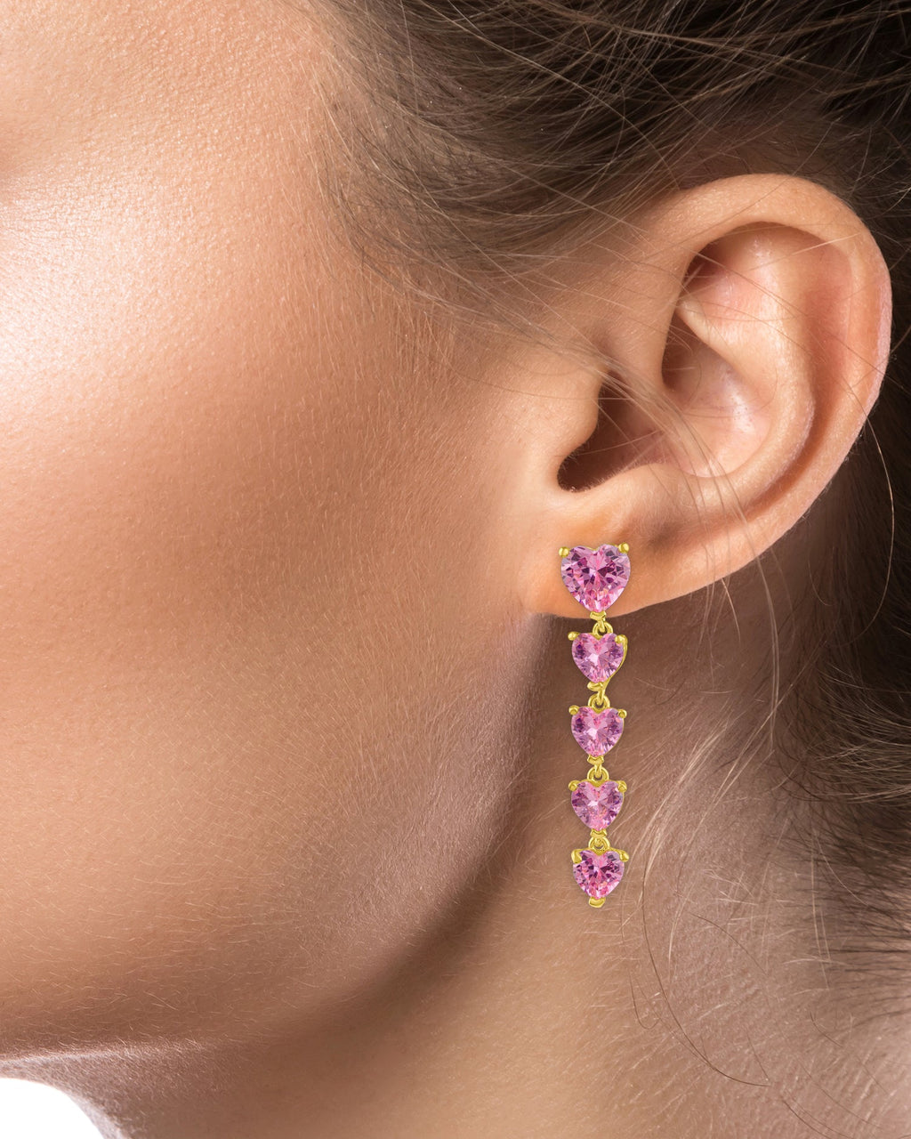 Heart Shape CZ Drop Earrings