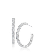 Emerald Bezel Set Hoop Earrings