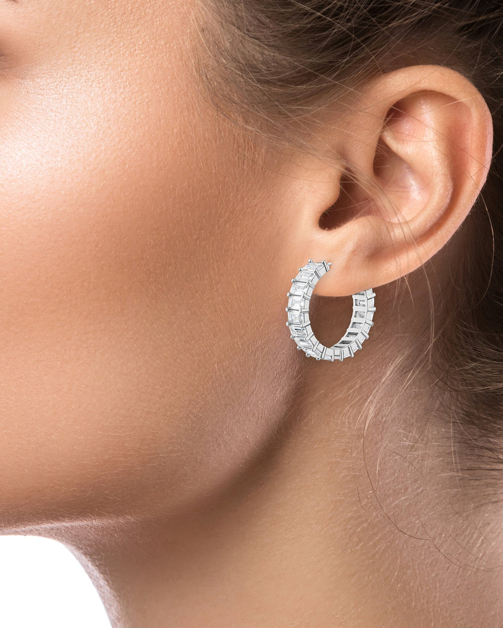 Emerald CZ Hoop Earrings