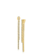 Round CZ Front/Back Drop Earrings