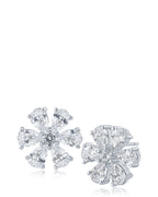 Pear CZ Flower Stud Earrings