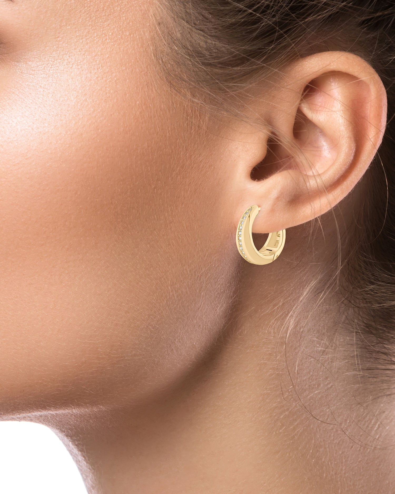 Pave CZ Chunky Gold Hoops