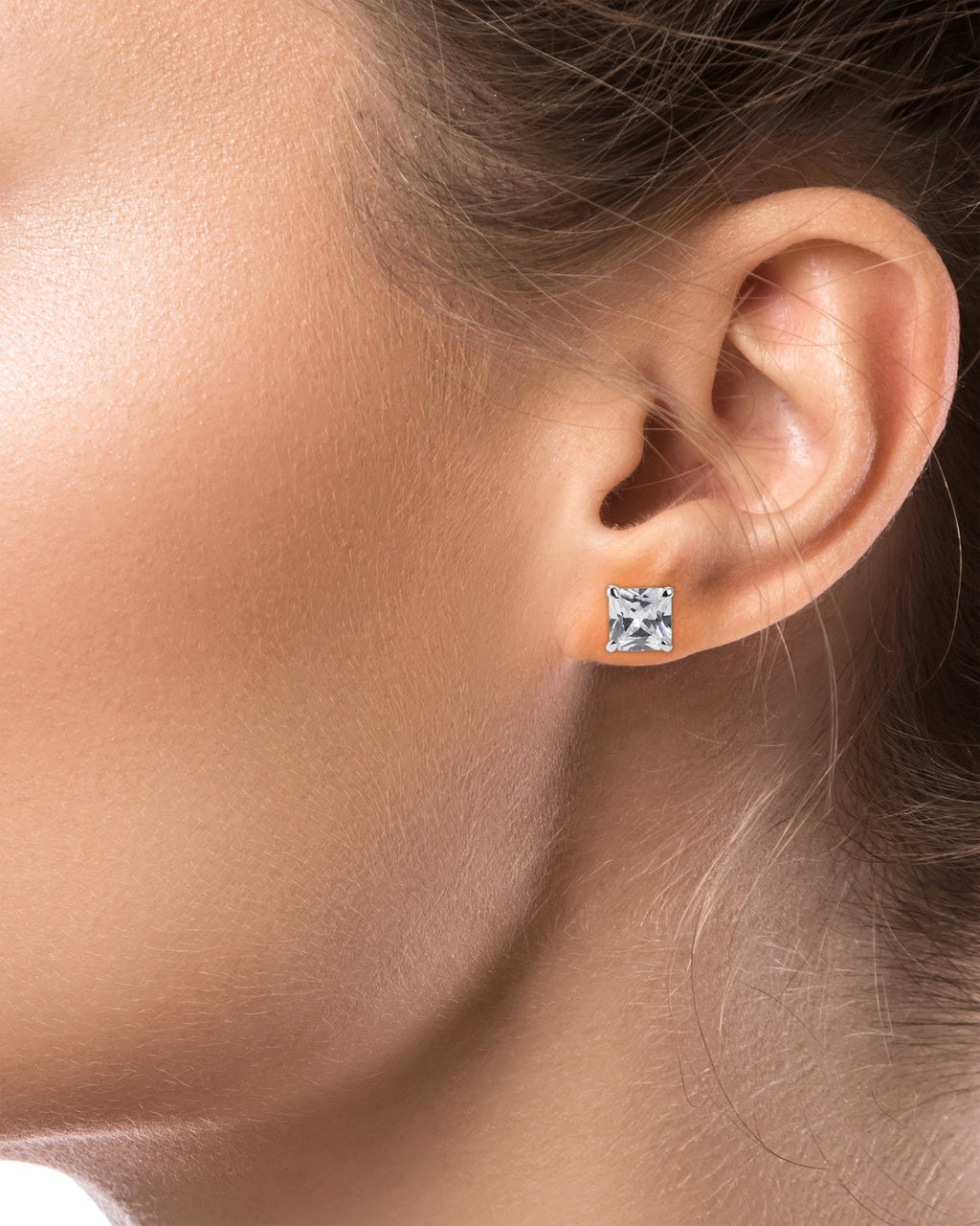 Princess Cut CZ Studs